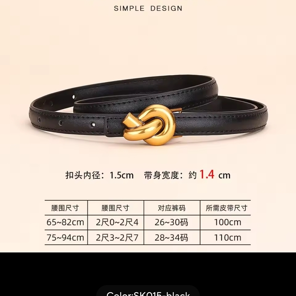 Bottega Veneta Black Belt with Gold Accent